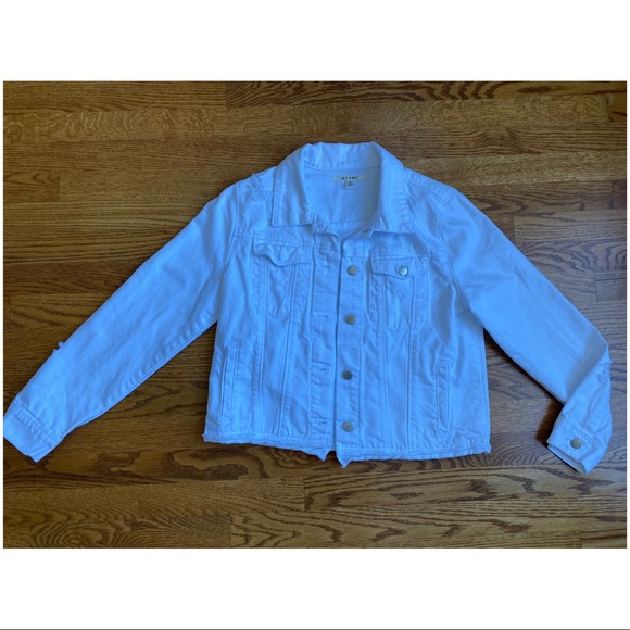 miami Jackets & Blazers - White Distressed Denim Jacket